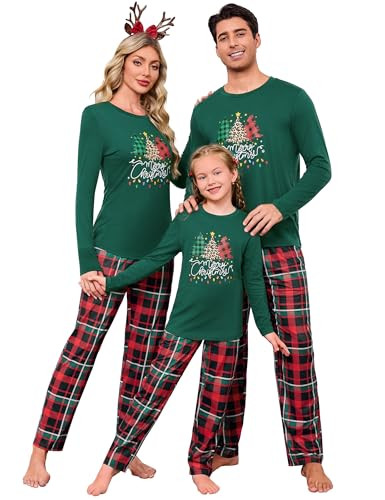 iClosam Family Christmas Pajamas Matching Sets for Adults Soft Santa Reindeer Print Long Sleeve PJs Cozy Winter Holiday Sleepwear | Amazon (US)