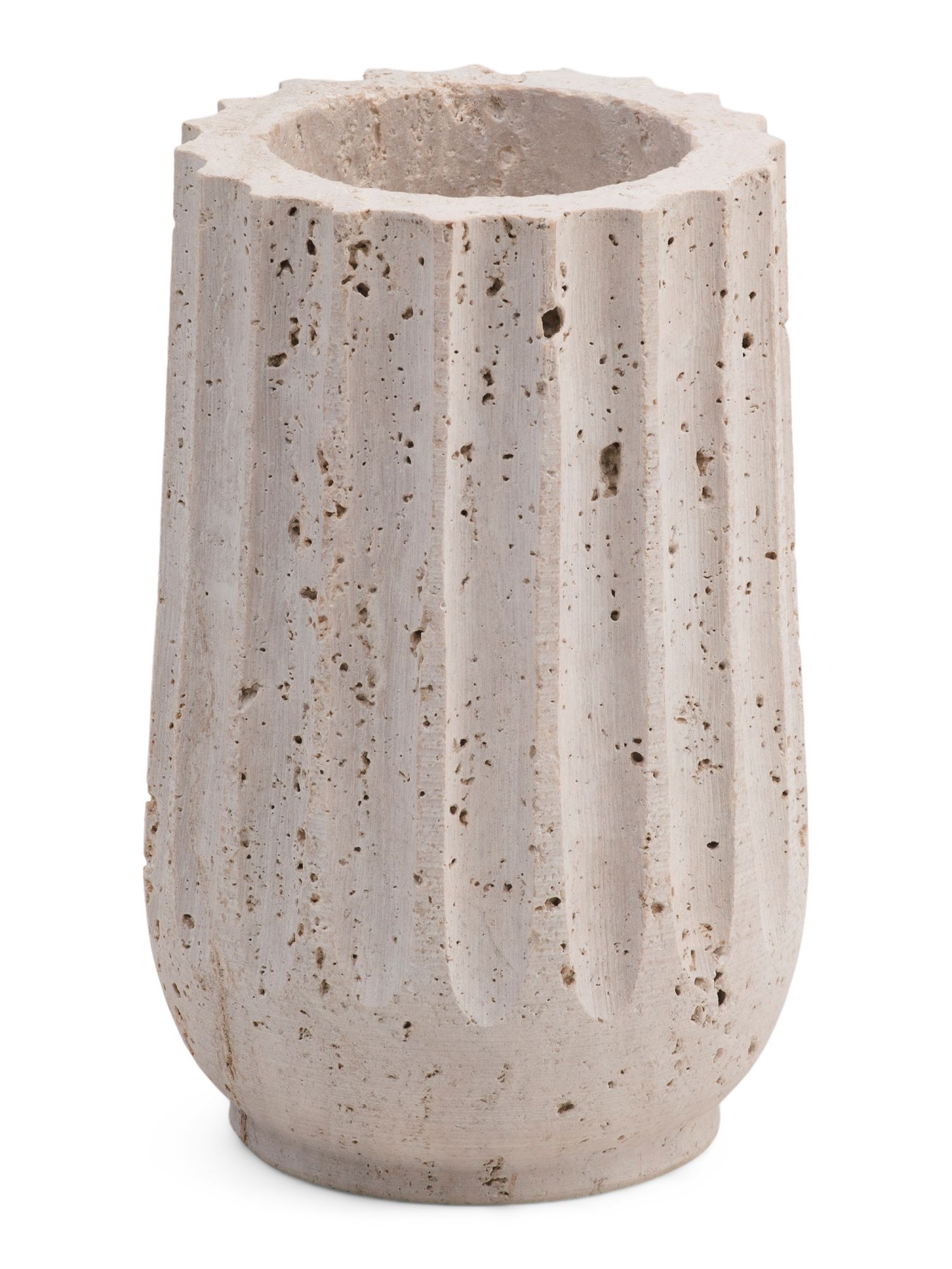 8in Travertine Stone Fluted Vase | Marshalls
