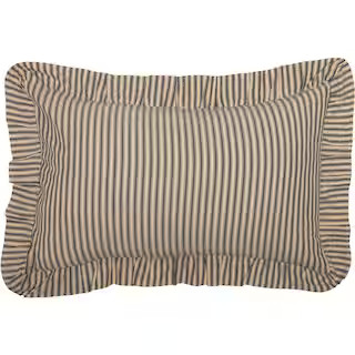 VHC BRANDS Sawyer Mill Charcoal Grey And Dark Creme Farmhouse Ticking Stripe 14 in. x 22 in. Thro... | The Home Depot