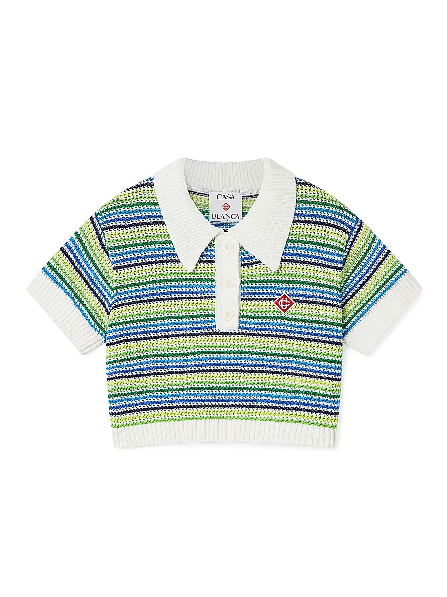 Little Girl's & Girl's Stripe Crochet Crop Polo Shirt - Size 3 | Saks Fifth Avenue