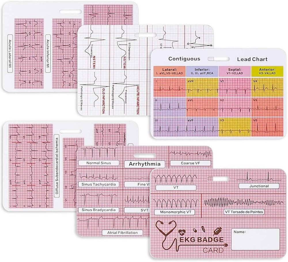 Lisol EKG Badge Cards - Nurse EKG Leads Badge Buddy Nursing ECG Caliper Tool Cardiac Rhythm Strip... | Amazon (US)