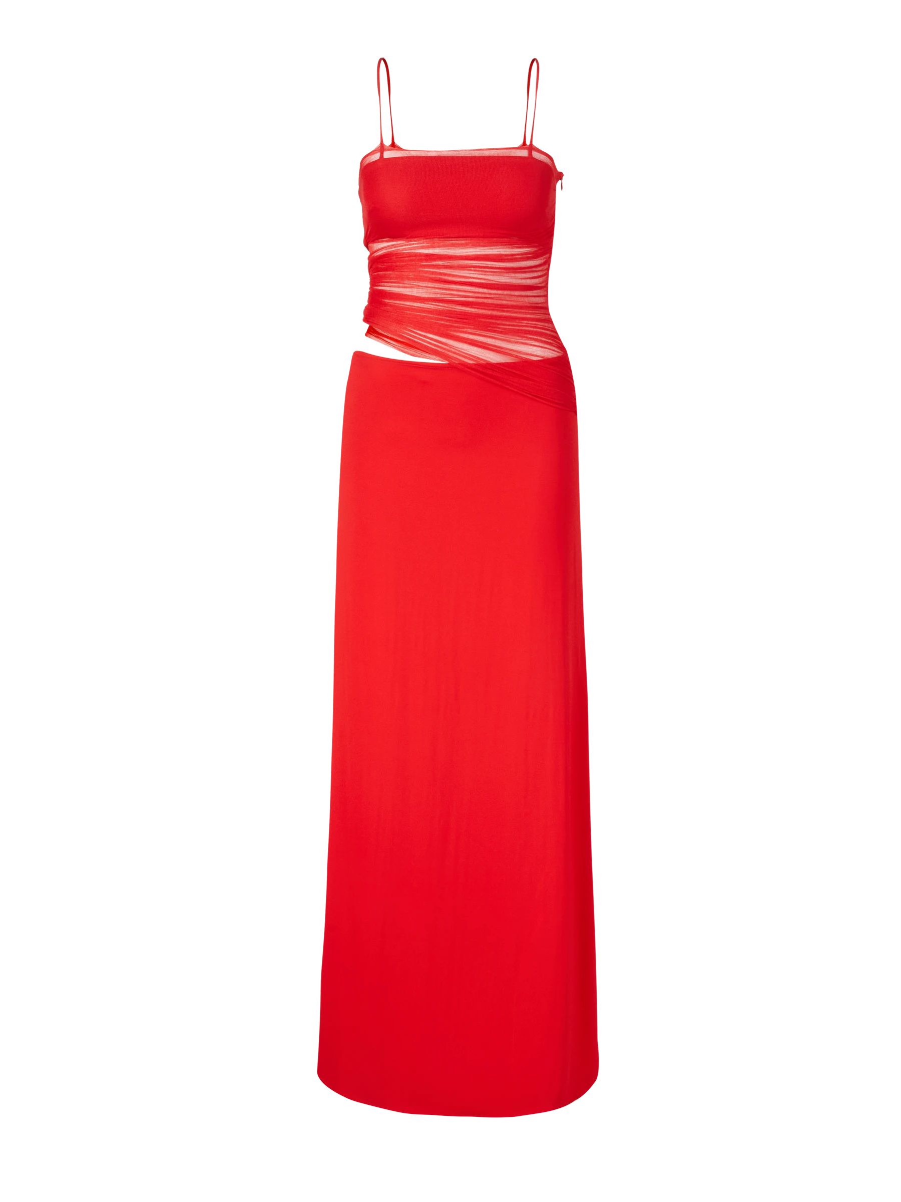Maxi dress 'Contrast Sheer' Red | Unger-Fashion.com