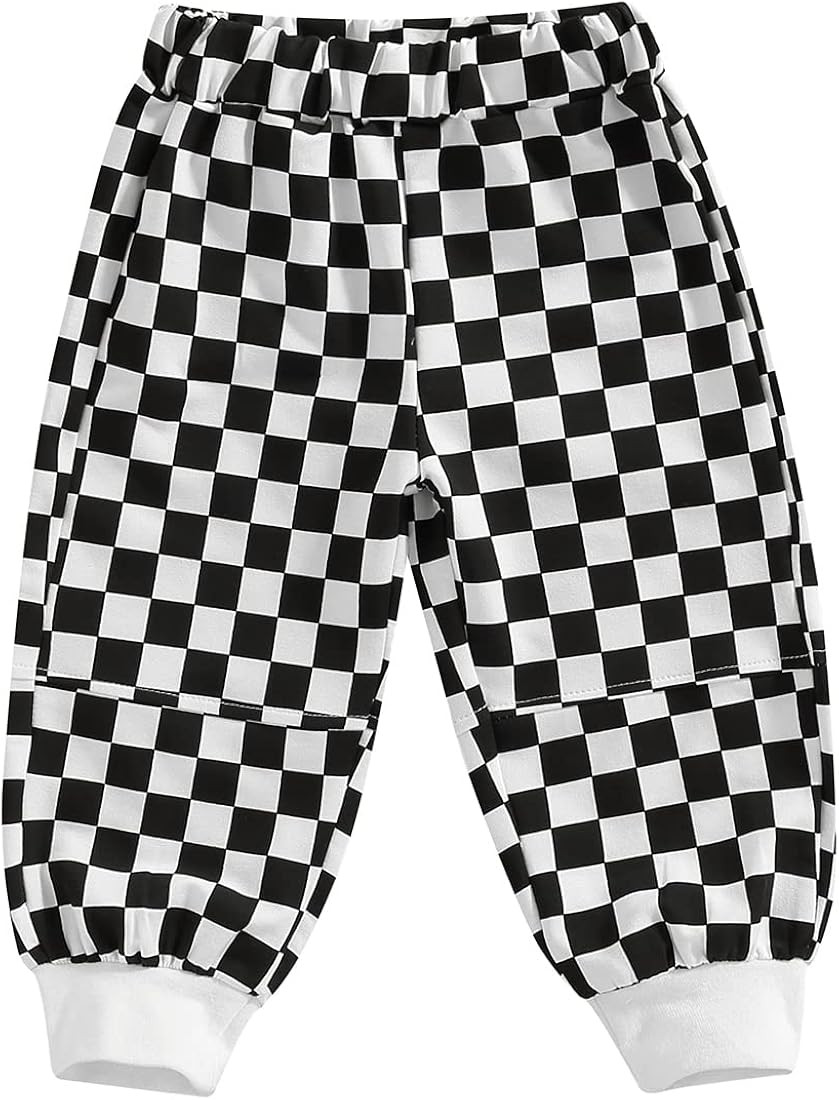 Toddler Baby Boys Girls Checkerboard Plaid Print Cotton Jogger Pants Kids Casual Athletic Elastic... | Amazon (US)
