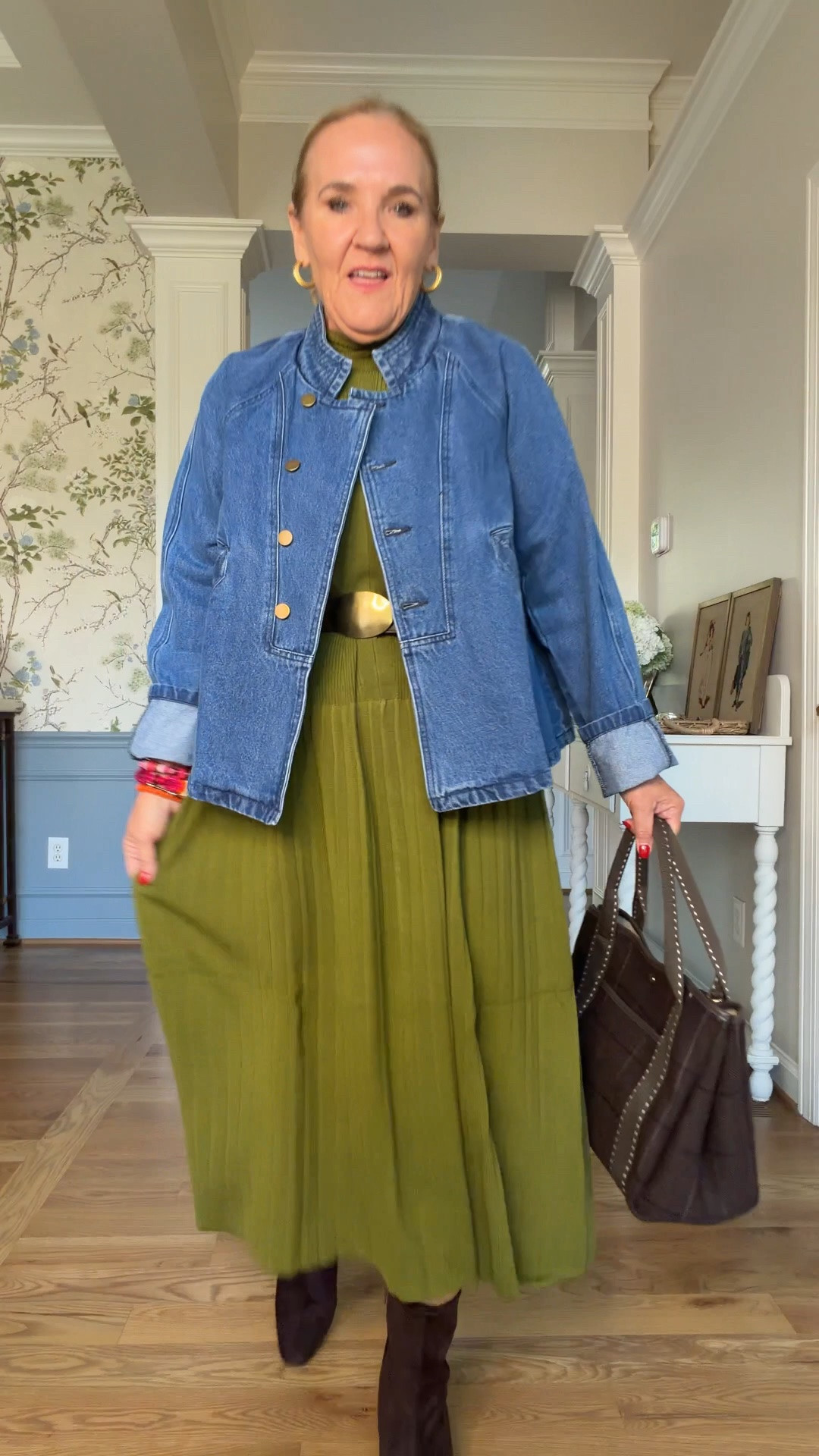 Green dress I sized up to a large for a loose fit. You decide! 
Quince has some beautiful cotton and cotton cashmere sweater dresses in olive. Also, I will link those.
Plaid trenchcoat size medium
Plaid blazer size 8 petite
Denim jacket, size medium
20% off Allie & Bess with code NANETTE20

#LTKOver40 #LTKSeasonal #LTKootd

#LTKPetite