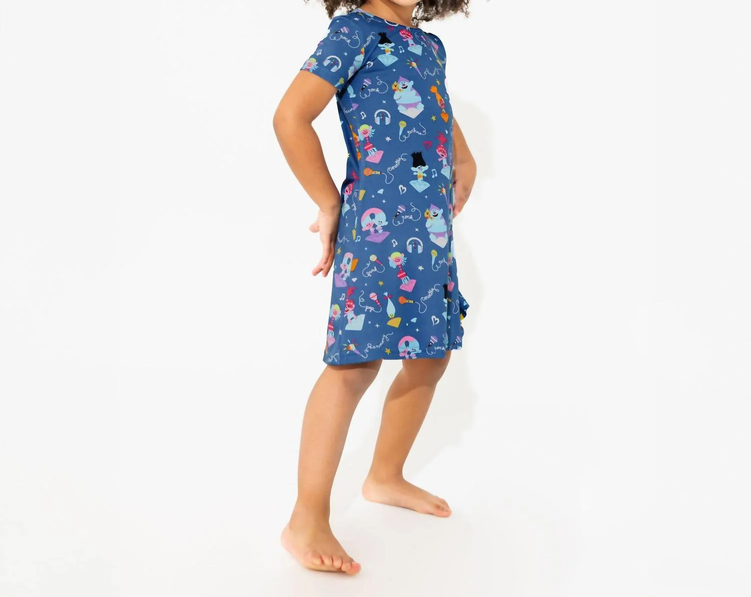 Trolls Music Bamboo Short Sleeve Dress In Blue | Shop Simon