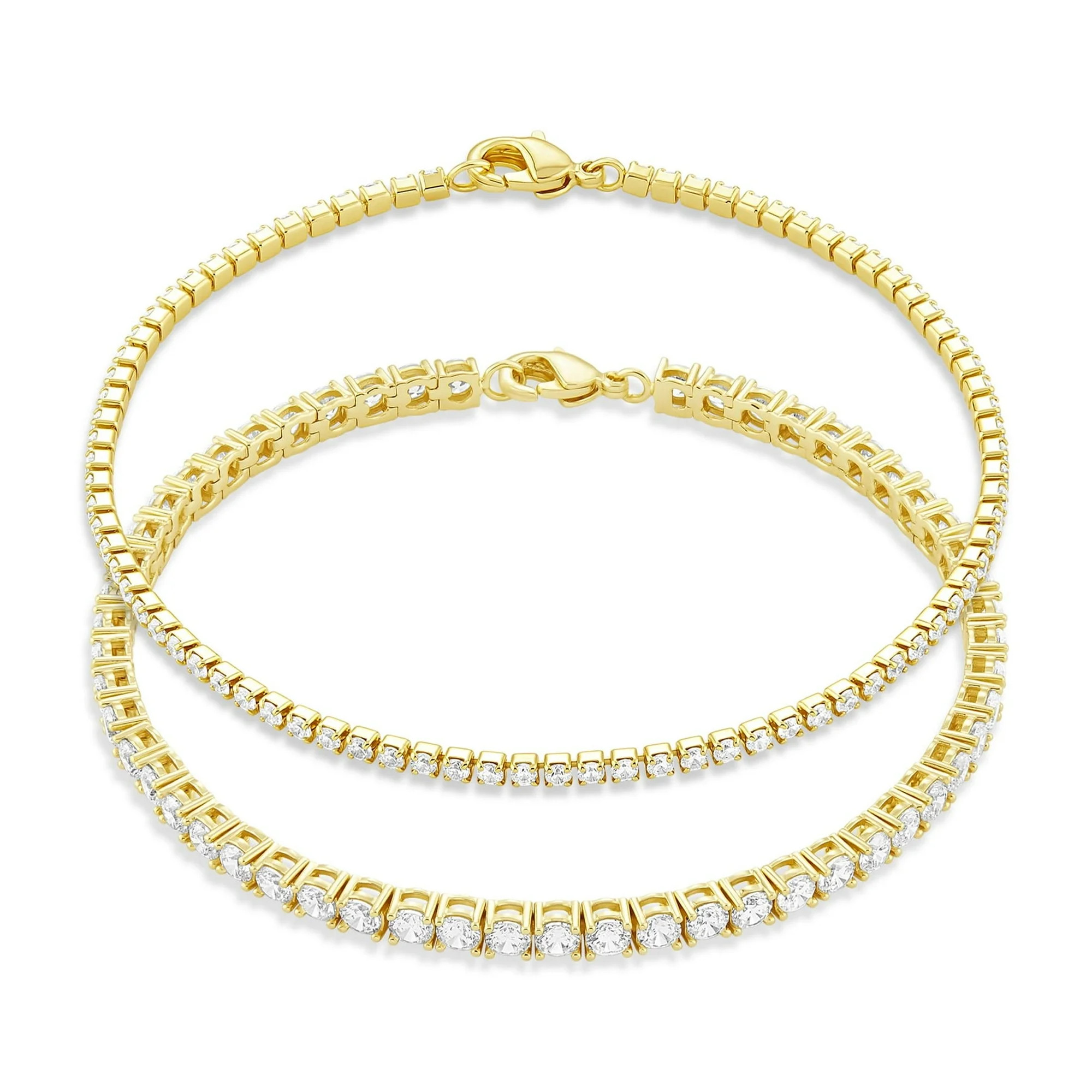 Believe by Brilliance Women's Flash Gold Plated Cubic Zirconia Tennis Bracelet Set | Walmart (US)