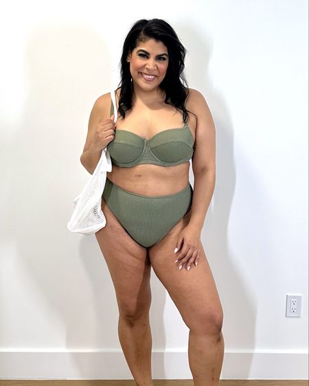 This olive green bikini is so good. Wearing a size XL in the top and a L in the bottoms. 

#LTKSeasonal #LTKMidsize #LTKSwim