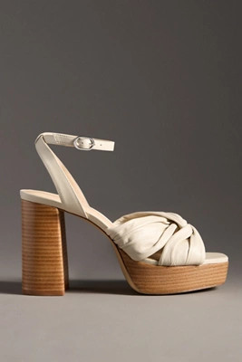 Maeve Leather Knot Platform Wood-Bottom Sandals | Anthropologie (US)