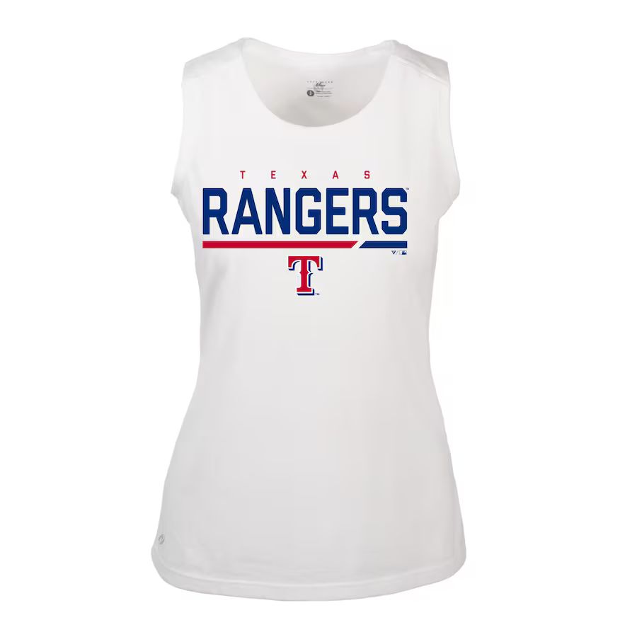 Women's Texas Rangers Levelwear White Macy Muscle Tank Top | MLB Shop