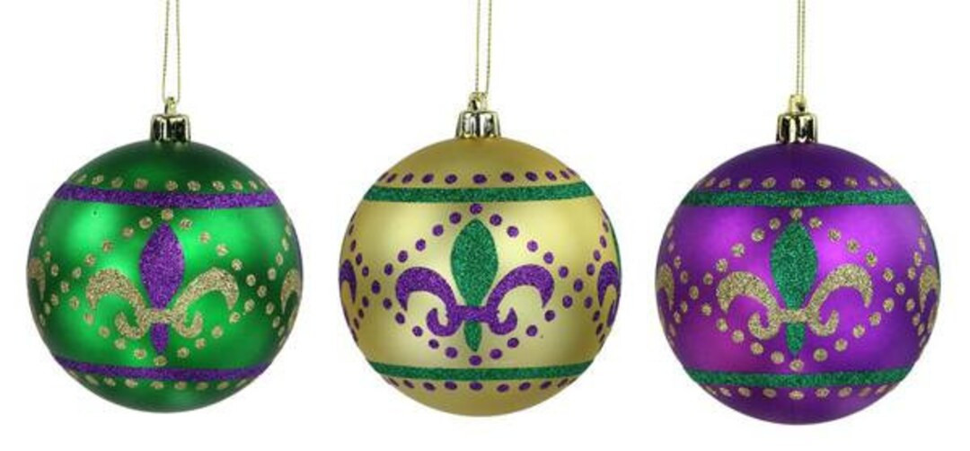Ornament, Mardi Gras Fleur De Lis Ball 4", Accent for Wreaths, Wreath Embellishment Supplies, Mar... | Etsy (US)