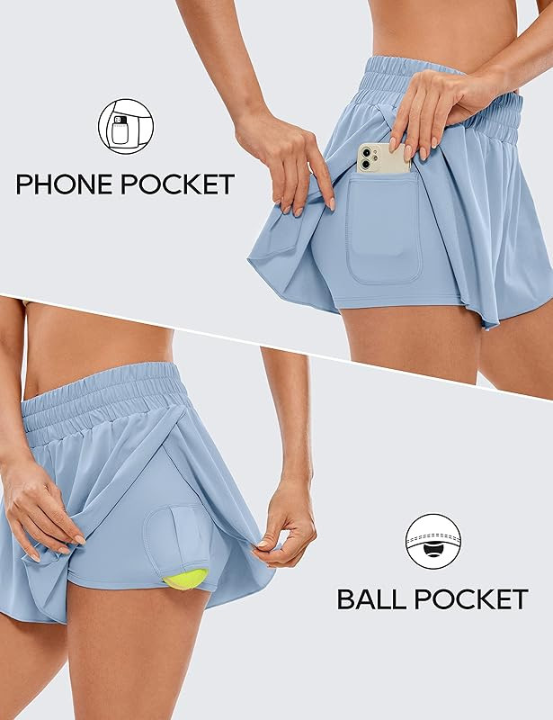 CRZ YOGA 2 in 1 Flowy Running Shorts for Women High Waisted Quick Dry Athletic Gym Lounge Workout... | Amazon (US)