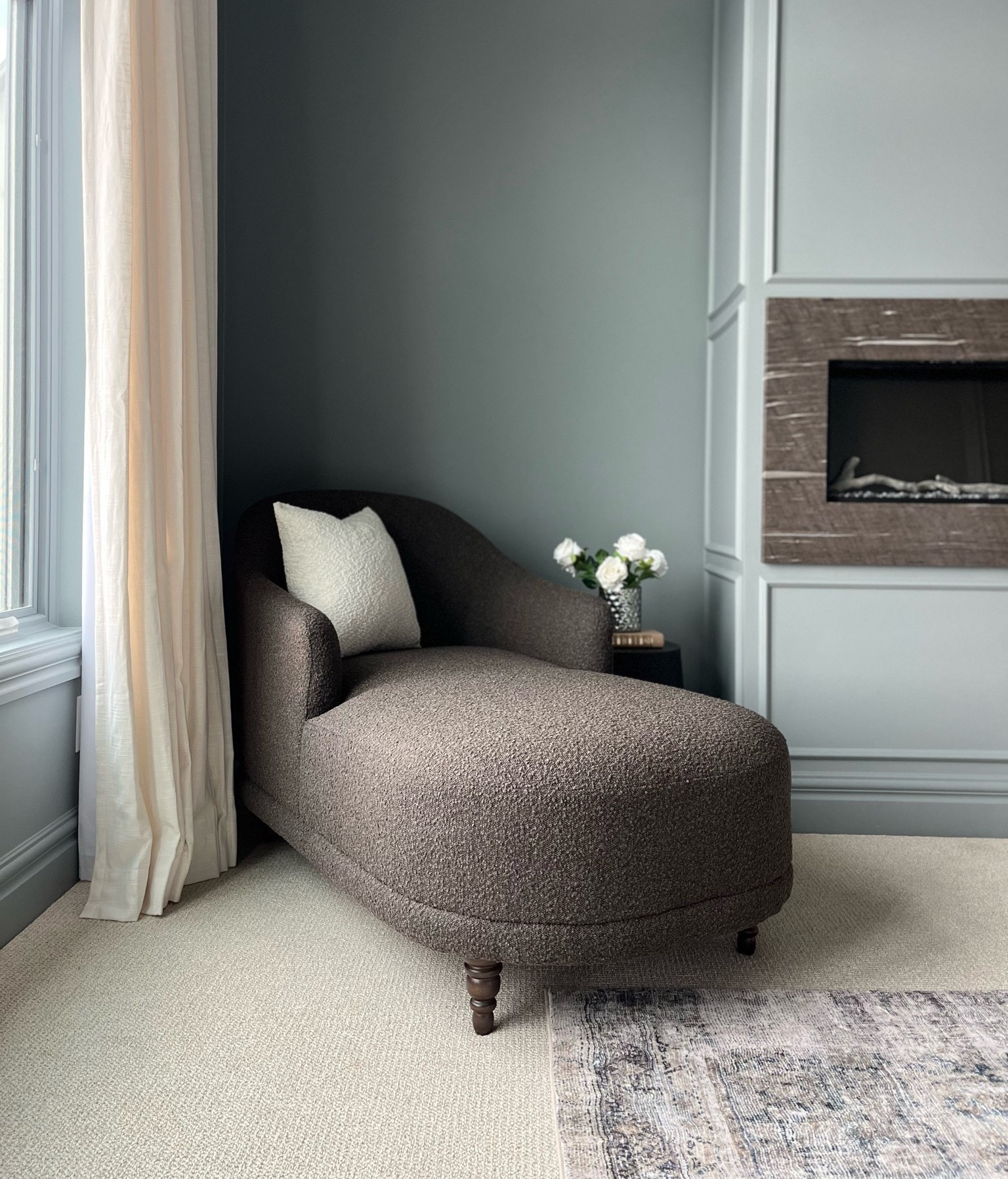 Bedroom Moody Vibes

The coziest deep chocolate boucle chaise lounge and an affordable $12 Walmart boucle throw pillow to match. Curtains are thick linen and elevated from Amazon. The rug is cloudpile and so soft by Loloi and Amber Lewis. Paint color is Dusk Blue by Behr

#bedroom #chaise #curtains

#LTKHome #LTKSeasonal #LTKdayinmylife