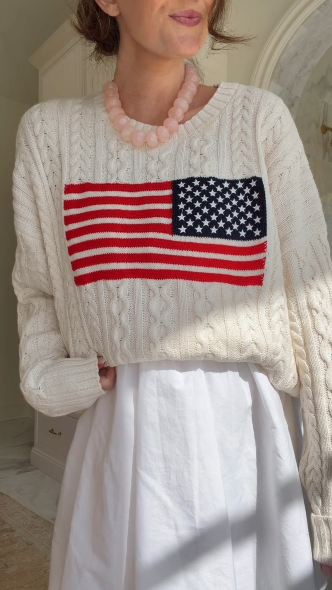 The cutest American flag sweater from @target! Comes in several colors - I got a size XL for pregnancy ❤️✨

 #ad #sponsored

#LTKootd #LTKSeasonal #LTKgrwm