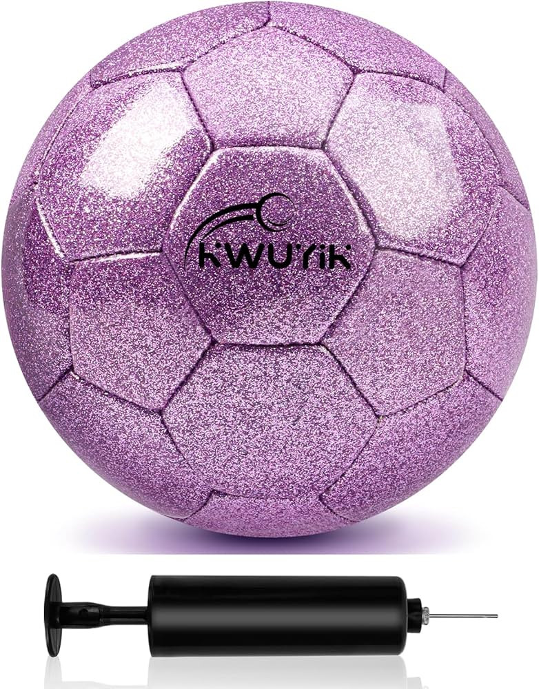 Size 3 4 5 Glitter Pink Gold Purple Soccer Ball Set with Pump Youth Soccer Ball for Kids Aged 4-6... | Amazon (US)