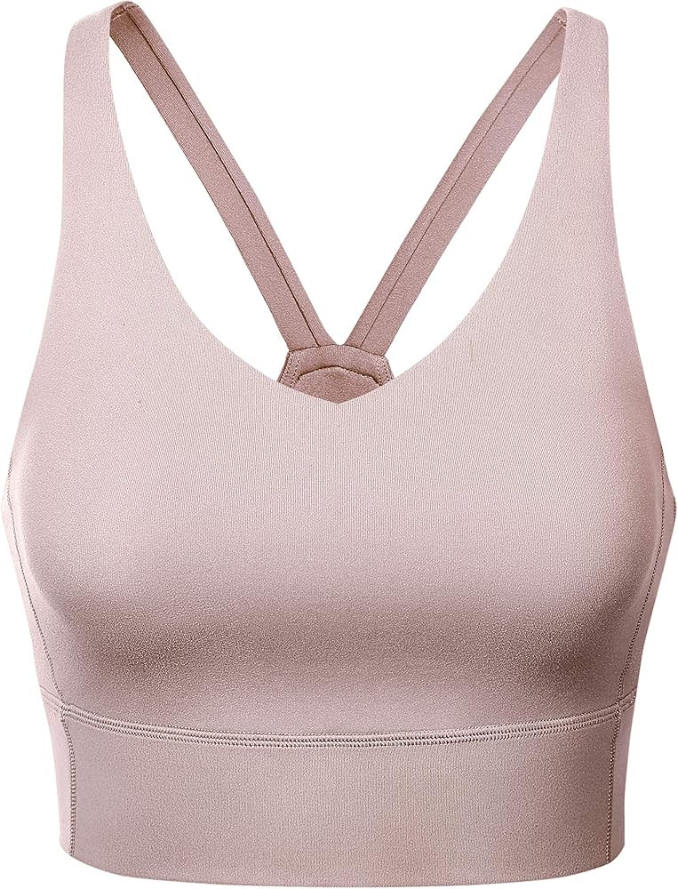 Women's Strappy Longline Sports Bra Padded Wireless Y-Back Racerback Yoga Bras Crop Tank Tops | Amazon (US)