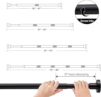 BRIOFOX Shower Curtain Rod Adjustable 47-61 Inch, Spring Tension Shower Rod No Drilling Non Slip,... | Amazon (US)