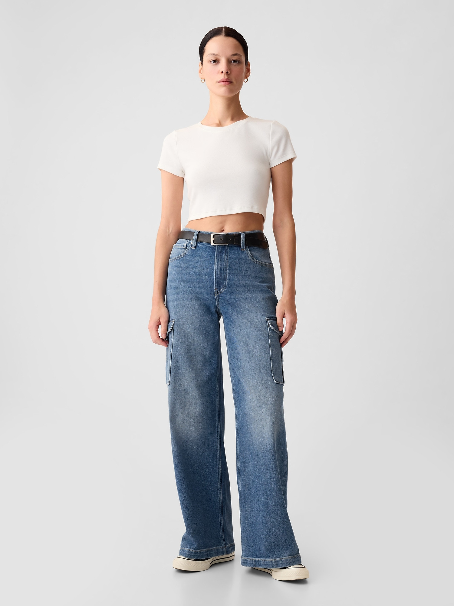 High Rise Stride Wide-Leg Cargo Jeans | Gap (US)