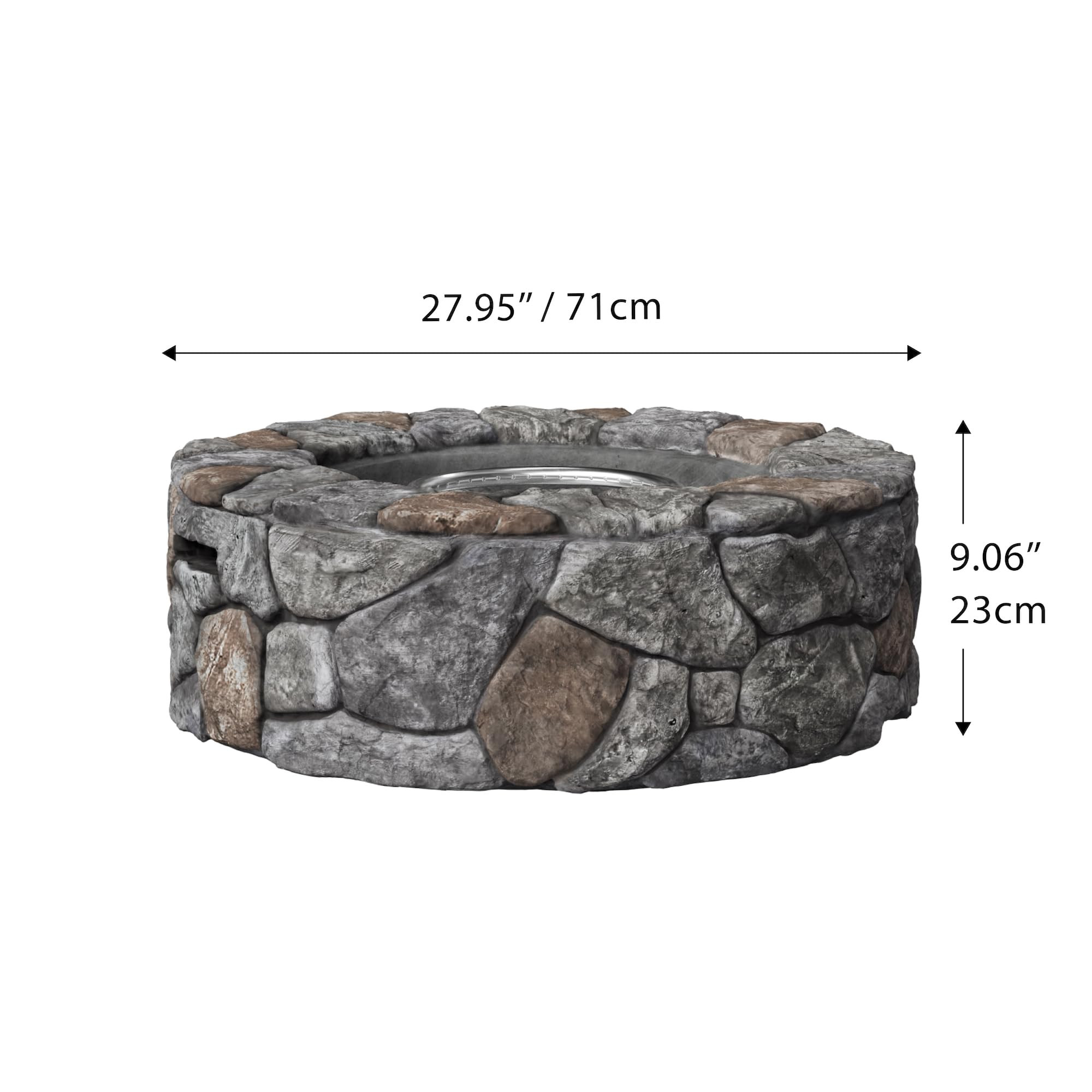Teamson Home 28 in. Outdoor Round Propane Gas Smokeless Fire Pit with Sturdy Faux Stacked Stone B... | Amazon (US)