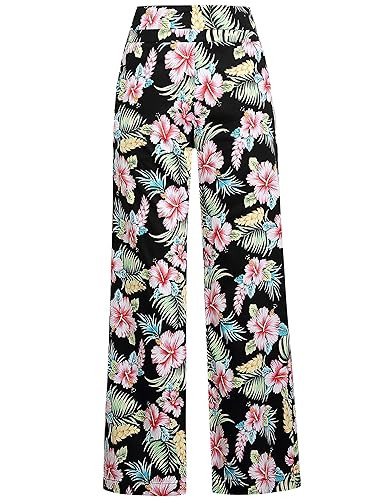 SSLR Women's Hibiscus High Rise Casual Wide Leg Floral Pants | Amazon (US)