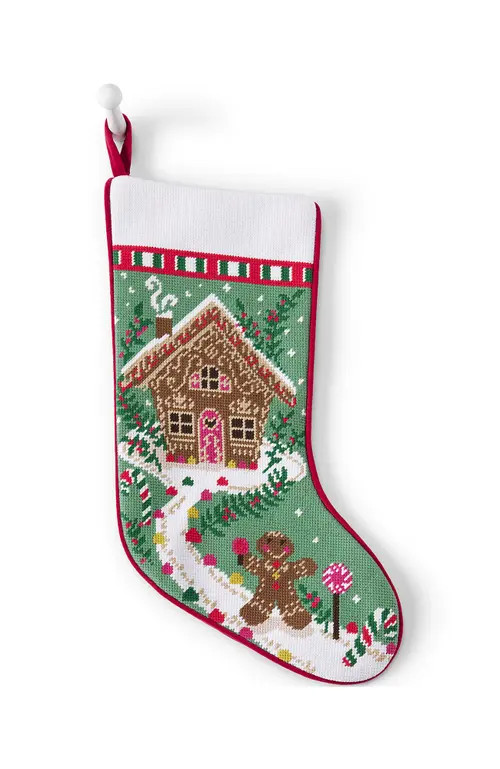 Lands' End Needlepoint Personalized Christmas Stocking in Gingerbread at Nordstrom | Nordstrom