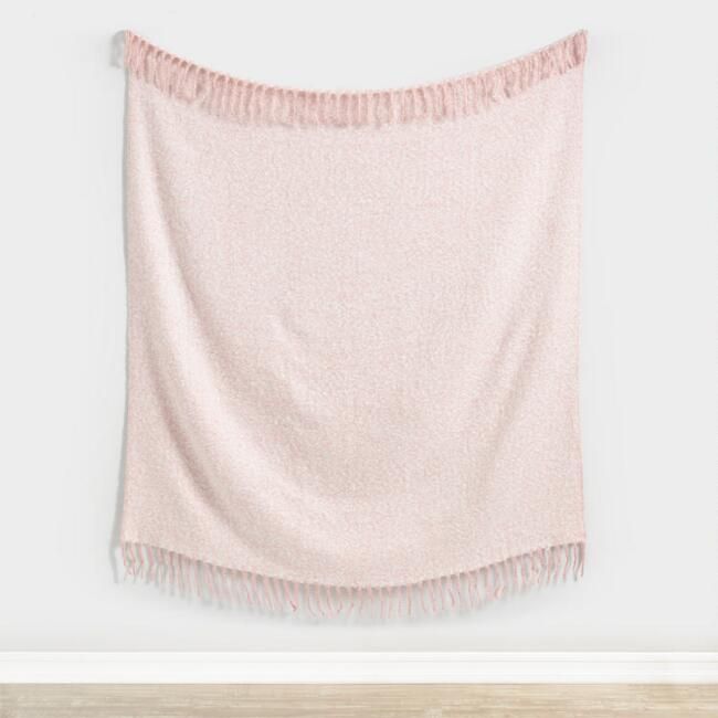 Blush Pink Herringbone Chenille Throw Blanket | World Market