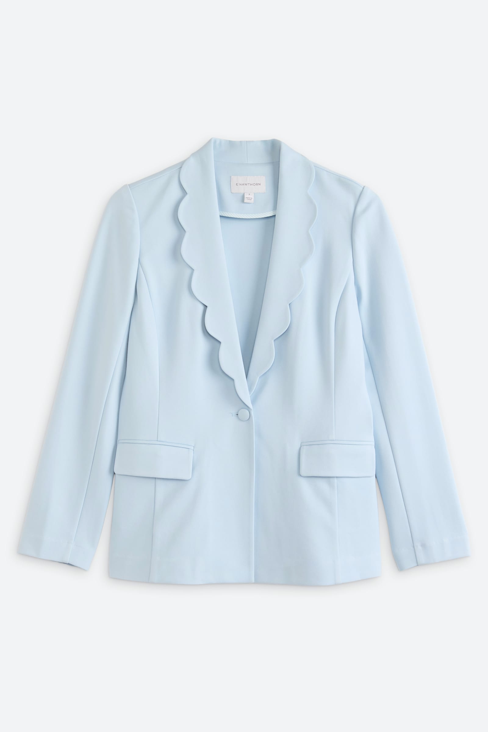 Ponte Scalloped Collar Long Sleeve Blazer | Stitch Fix