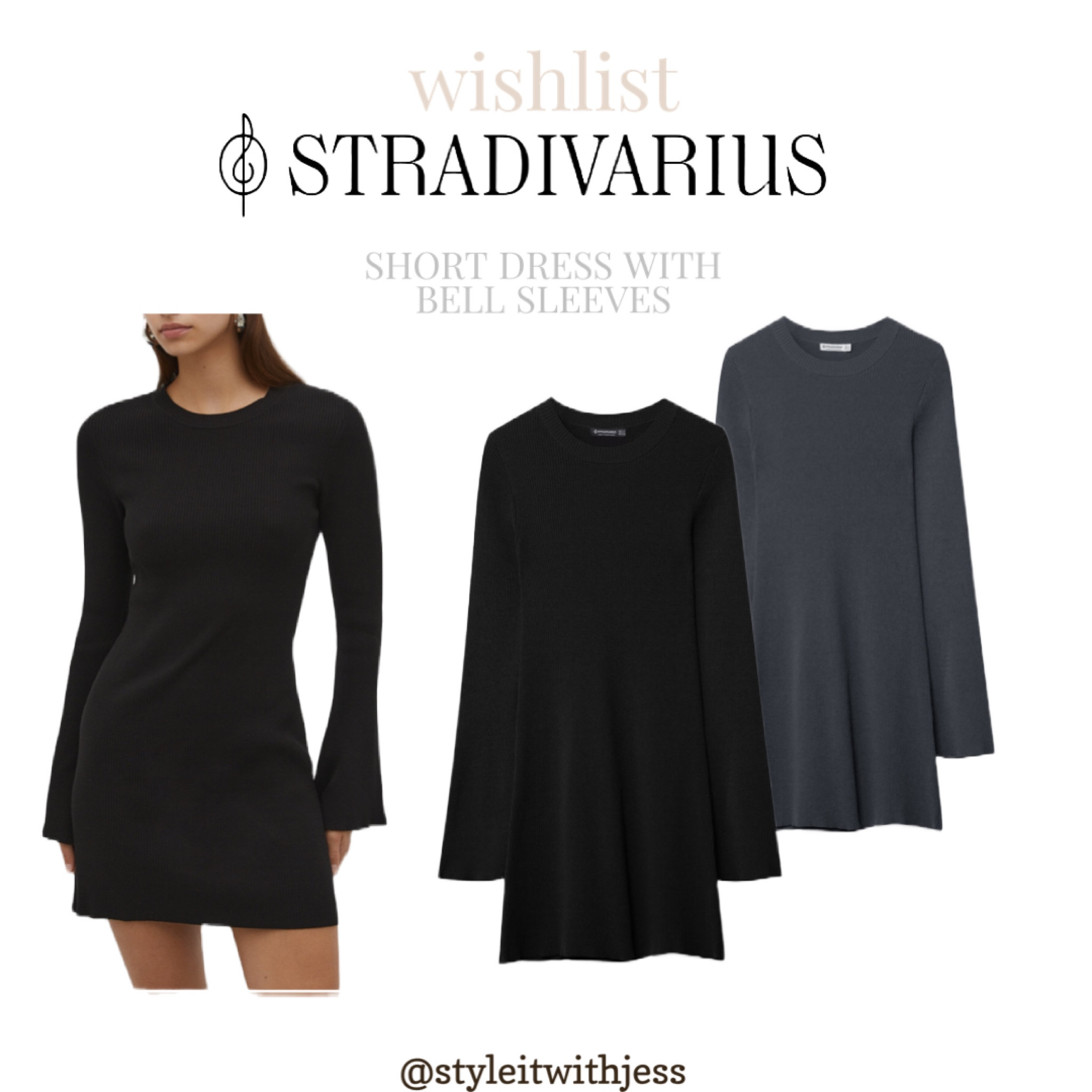 Stradivarius 🎻 SHORT DRESS WITH BELL SLEEVES 🖤🩶

#LTKfindsunder50 #LTKfindsunder100 #LTKstyletip