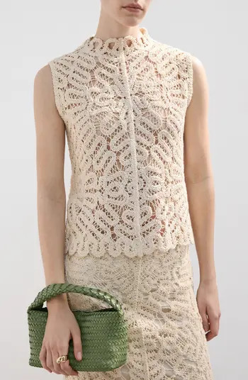 MANGO Setenta Openwork Knit Mock Neck Top | Nordstrom | Nordstrom