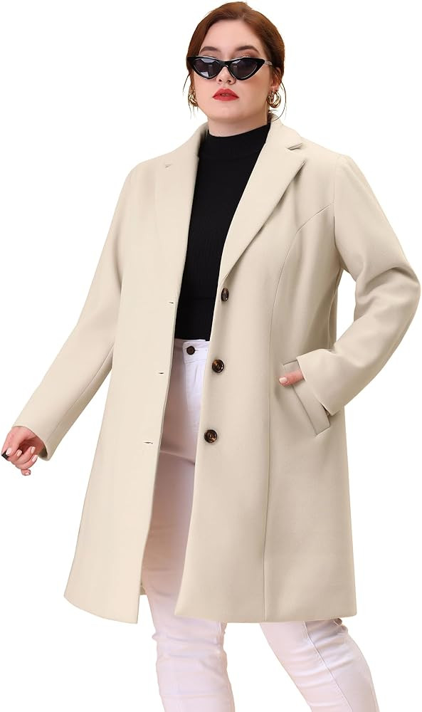 Agnes Orinda Women's Plus Size Coat Single Breasted Notched Lapel Elegant Long Winter Coats 2024 | Amazon (US)