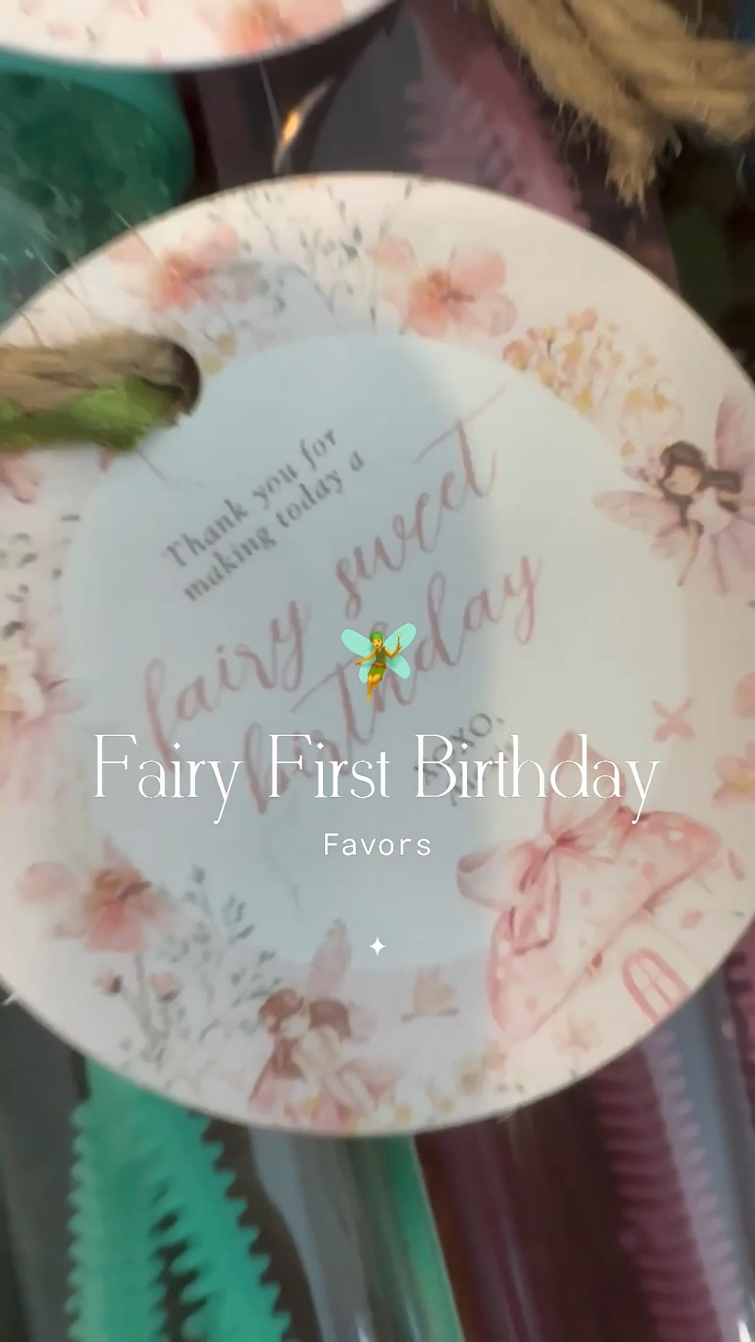 Favors for my daughters fairy first birthday theme. Bubble wands for each of the kids, with a thank you tag tied with twine leaf ribbon

#LTKBaby #LTKParties #LTKFamily