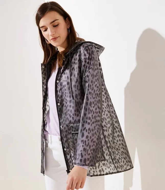 Leopard Print Translucent Raincoat | LOFT