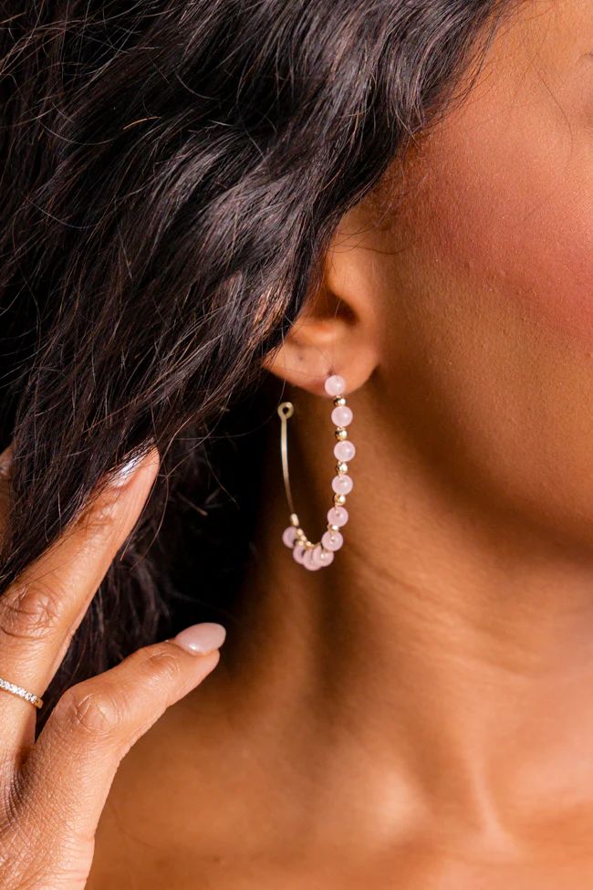 Blush Beaded Hoop Earrings | Pink Lily