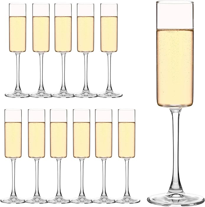 Set of 12 Square Champagne Glasses, 6 oz Capacity, Premium Crystal Clear Glass | Amazon (US)