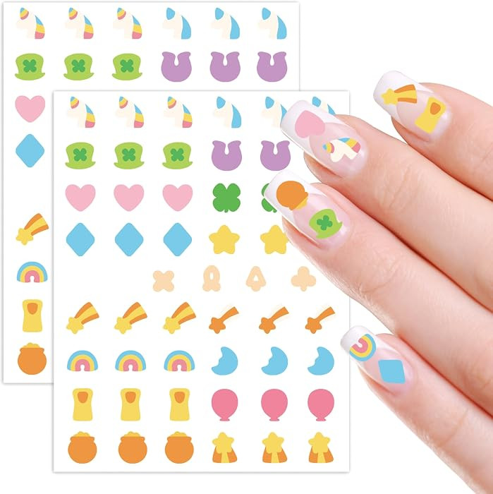Eartim St Patrick's Day Lucky Charms Nail Sticker - 8 Sheets Unicorn Clover Rainbow Nail Art Stic... | Amazon (US)