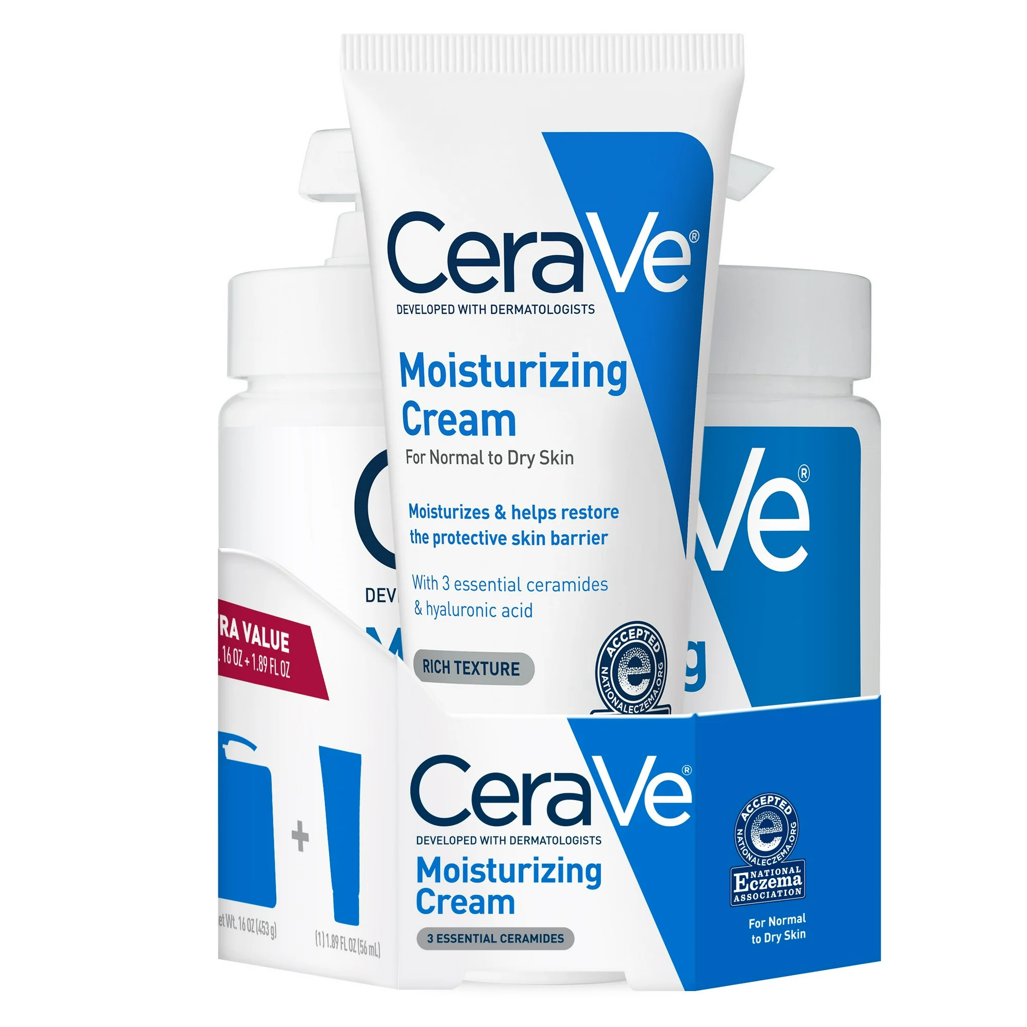 CeraVe Moisturizing body lotion for Normal to Dry Skin Pump & Travel Size 16 oz & 1.89 fl oz | Walmart (US)