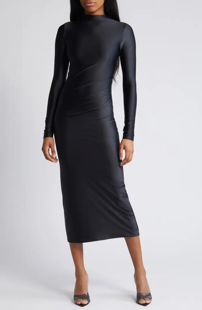 Funnel Neck Long Sleeve Body-Con Midi Dress | Nordstrom Rack