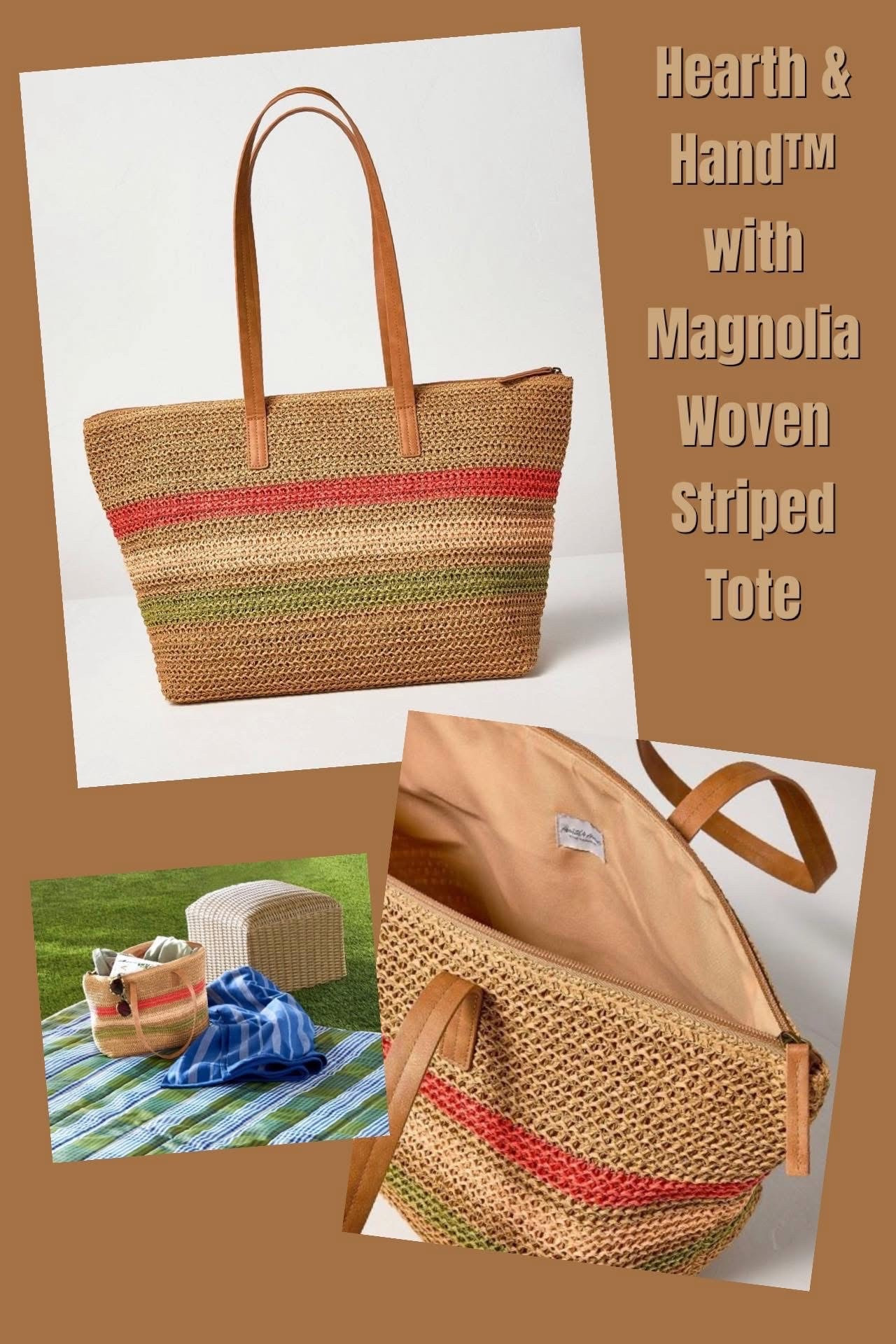 Restocked!! The fantastic Hearth & Hand™ with Magnolia Woven Striped Tote that is a major bargain at only $24.99 is finally RESTOCKED after selling out right away! I grabbed this when it first launched and have received so many compliments on it since it’s such an eye catching bag 🤎 So classic - with a top zipper - at an AMAZING price point!! ☀️

#LTKootd #LTKSeasonal #LTKmomlife