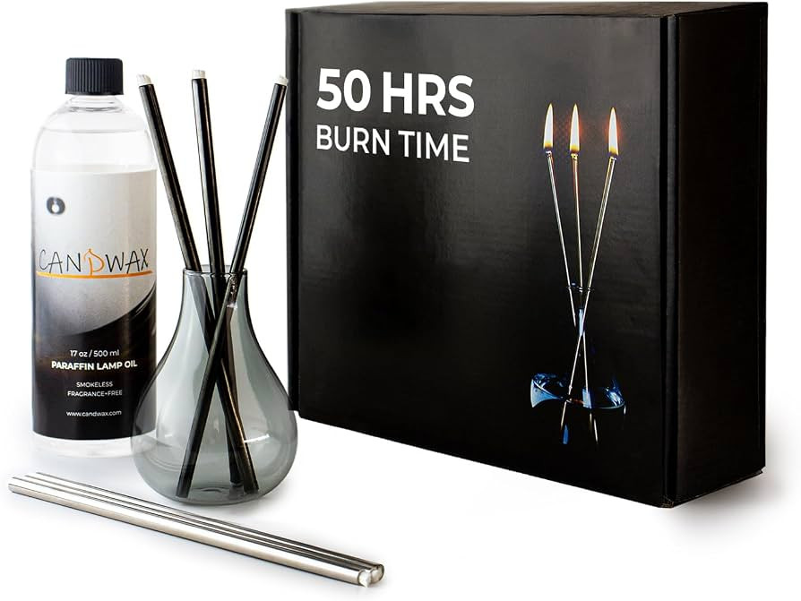 CANDWAX Refillable Candle - Everlasting Glass Oil Candle Gift Set with Lamp Oil Bottle 17oz, Funn... | Amazon (US)