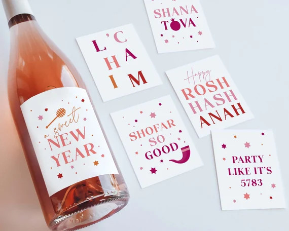 Rosh Hashanah Wine Labels - Etsy | Etsy (US)