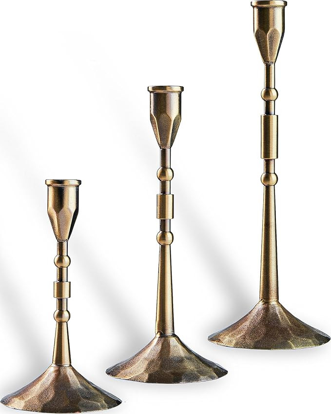 Handmade Taper Vintage Candle Holders, Set of 3 Candle Sticks Holder Decor, Candlestick Holders (... | Amazon (US)