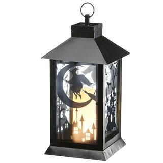 16" Black Halloween Haunted House Lantern | Michaels Stores