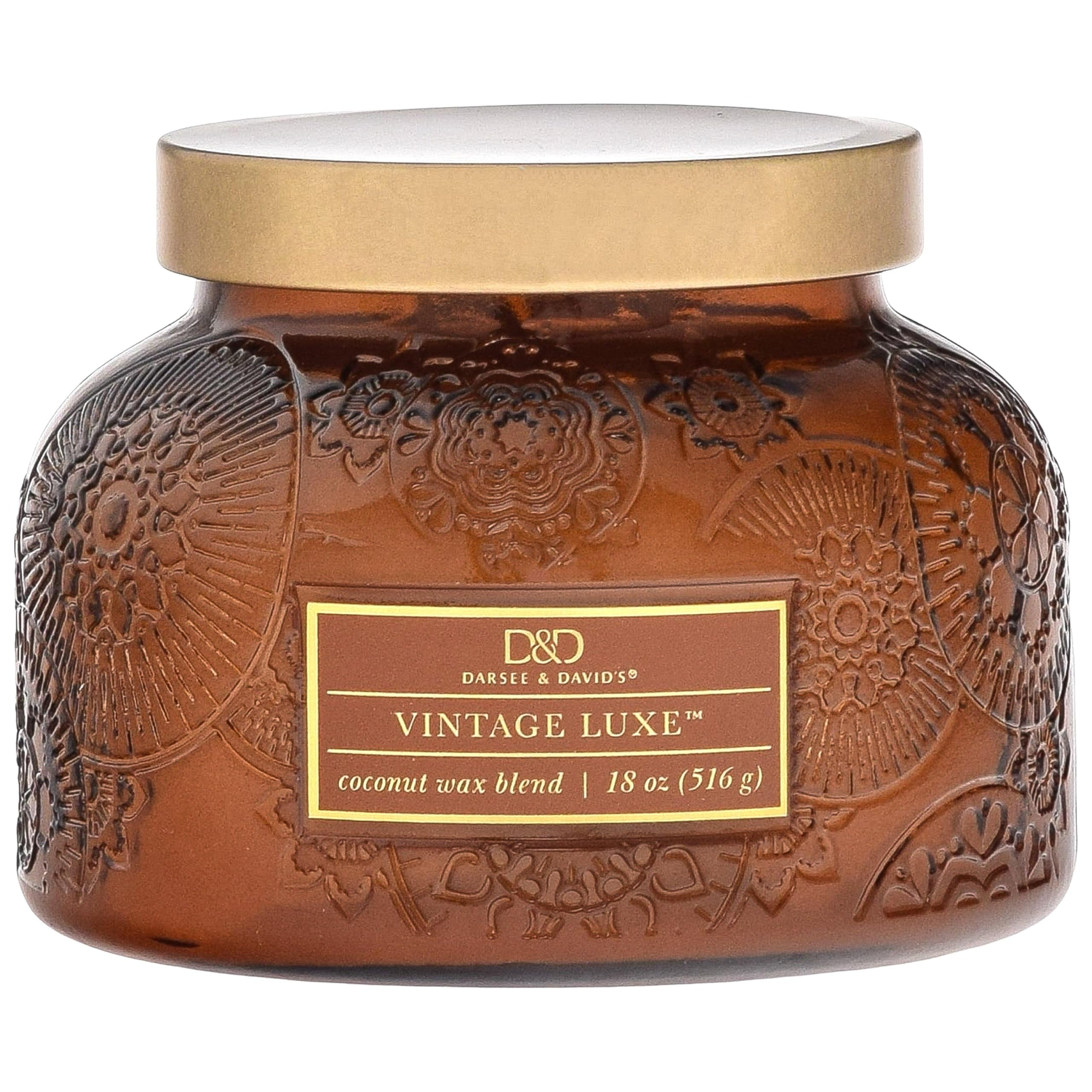 Amber Candle w/Vintage Luxe Embossed Jar (17.6 oz) - Large Scented Candles for Relaxing - Dual Wi... | Amazon (US)