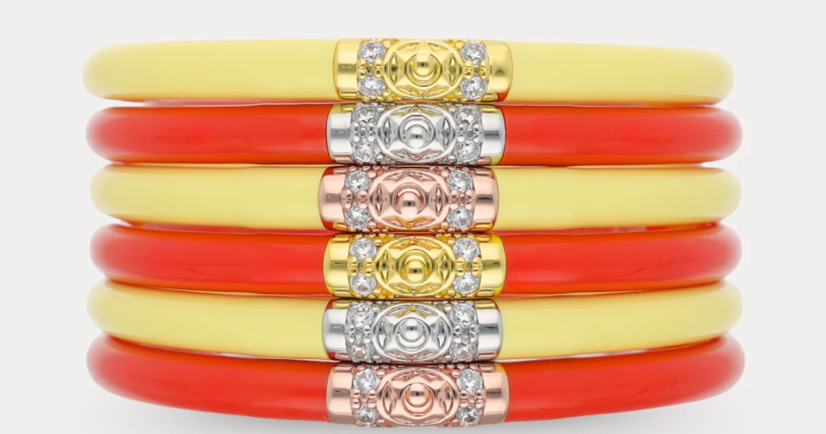 Butter/Coral Summer Stripes Bangle Stack | BuDhaGirl