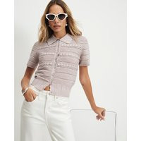 River Island Womens Beige Knitted Short Sleeve Daisy Cardigan | River Island UK & IE
