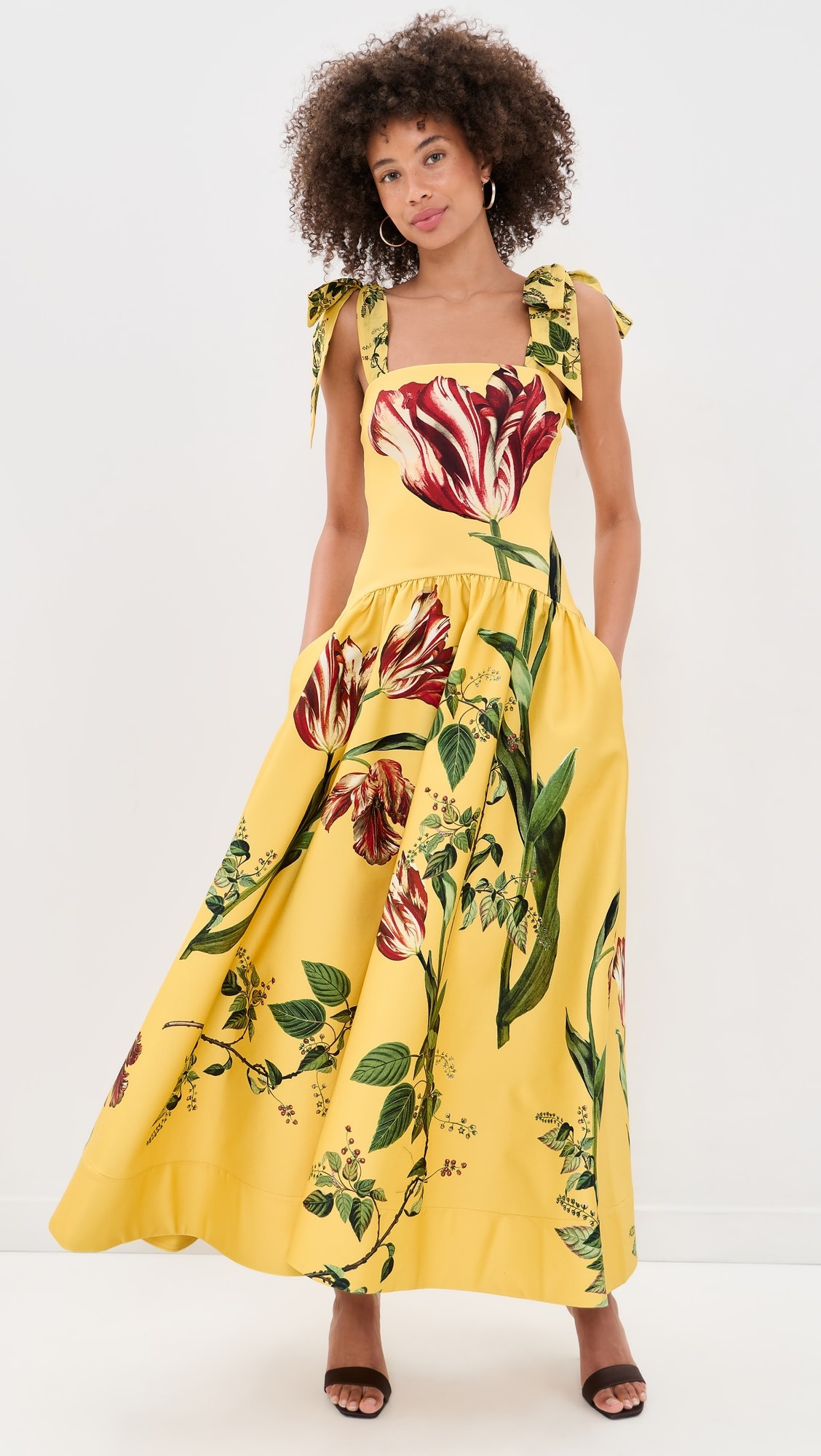 Oriana Tie Strap Drop Waist Midi Dress | Shopbop