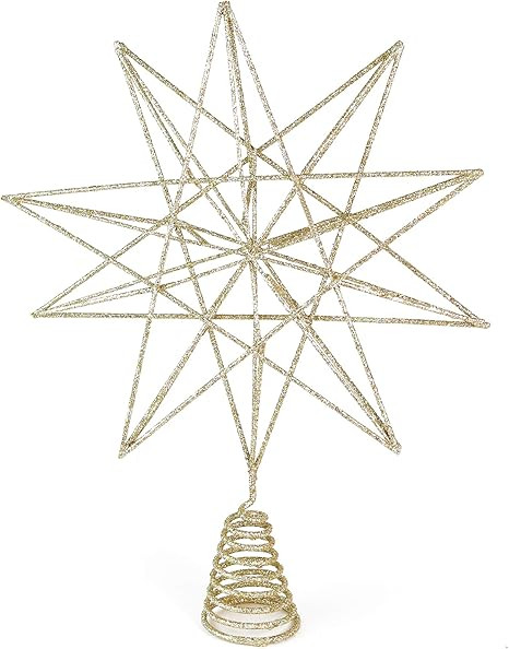 Ornativity Glitter Star Tree Topper - Christmas Sparkly Metal Wire Star Tree Top Ornament | Amazon (US)