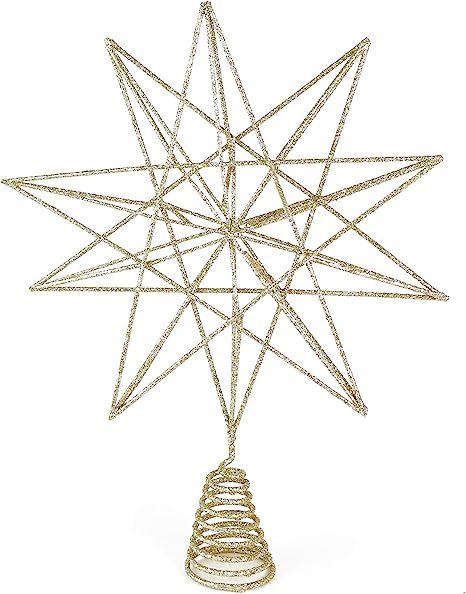 Ornativity Glitter Star Tree Topper - Christmas Sparkly Metal Wire Star Tree Top Ornament | Amazon (US)