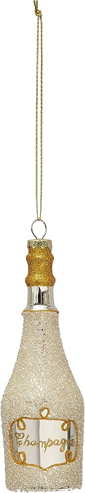 Creative Co-Op Glass Champagne Bottle Ornament with Glitter, Gold and Silver Color | Amazon (US)