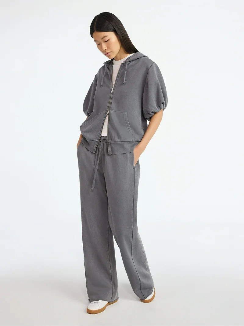 Scoop Women’s Mineral Washed Fleece Flare Leg Sweatpants, Sizes XS-XXL | Walmart (US)