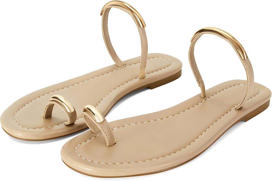 SOVANYOU Women's Toe Ring Thong Sandals Slip On Flat Flip Flops Open-Toe Slide Summer Sandals for... | Amazon (US)